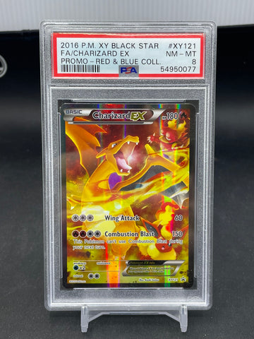 POKEMON - RED & BLUE COLLECTION - CHARIZARD EX - FULL ART - #XY121 - PSA 8