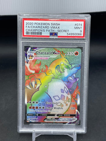 POKEMON - CHAMPION'S PATH - CHARIZARD VMAX - SECRET - #074 - PSA 9