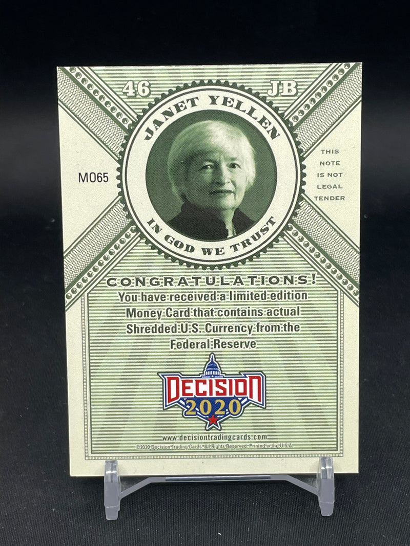 2020 DECISION - MONEY CARD - JANET YELLEN - #MO-65 - #'D/10 - MONEY RELIC