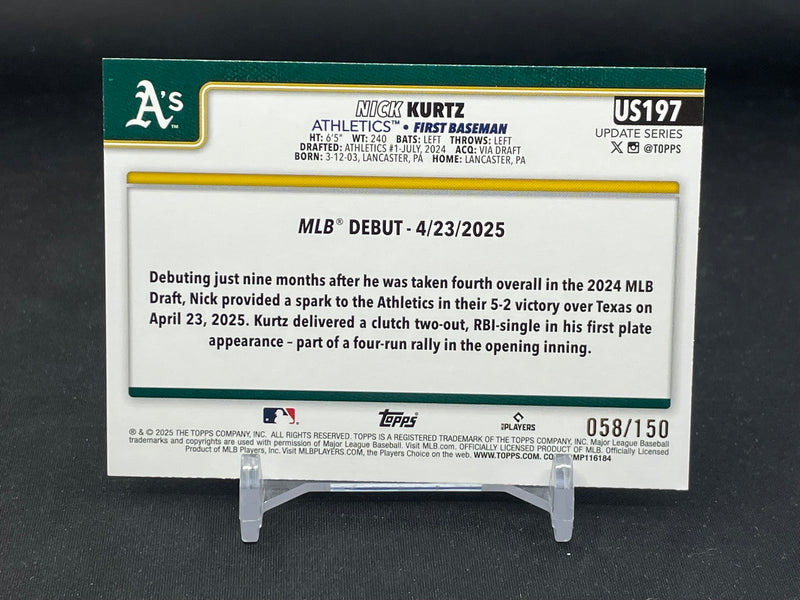 2025 TOPPS UPDATE - BLUE HOLOFOIL - N. HURTZ - #US197 - #'D/150 - RC