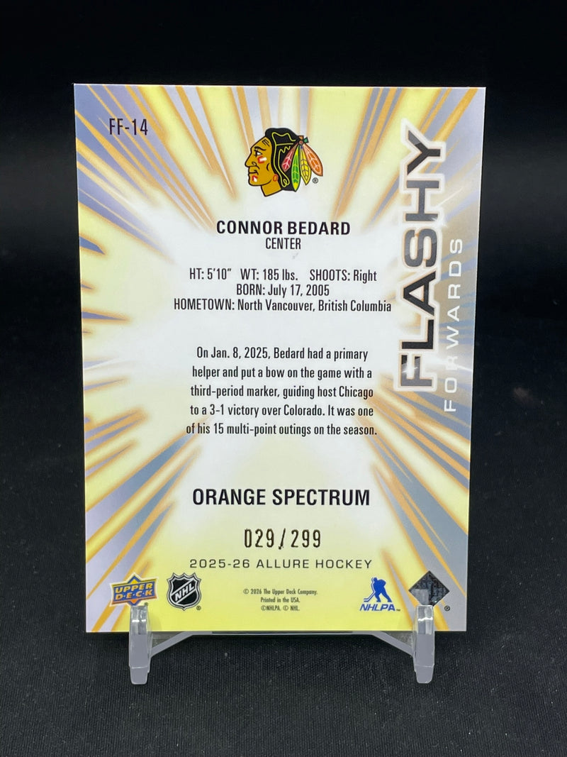 2025 UPPER DECK ALLURE - ORANGE SPECTRUM - FLASHY FORWARDS - C. BEDARD - #FF-14 - #'D/299