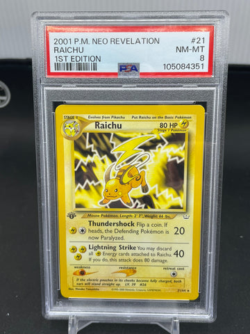 POKEMON - NEO REVELATION 1ST EDITION - RAICHU - #21 - PSA 8