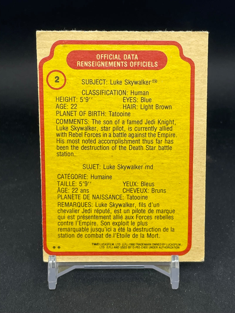1980 TOPPS STAR WARS: THE EMPIRE STRIKES BACK - L. SKYWALKER -
