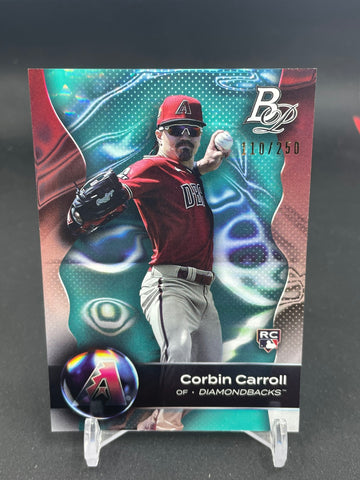 2023 TOPPS BOWMAN PLATINUM - AQUA ICE FOIL - C. CARROLL - #31 - #'D/250 - RC
