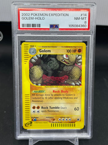 POKEMON - EXPEDITION - GOLEM - HOLO - #14 - PSA 8