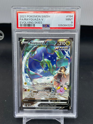 POKEMON - EVOLVING SKIES - RAYQUAZA V - ALTERNATE ART - #194 - PSA 9