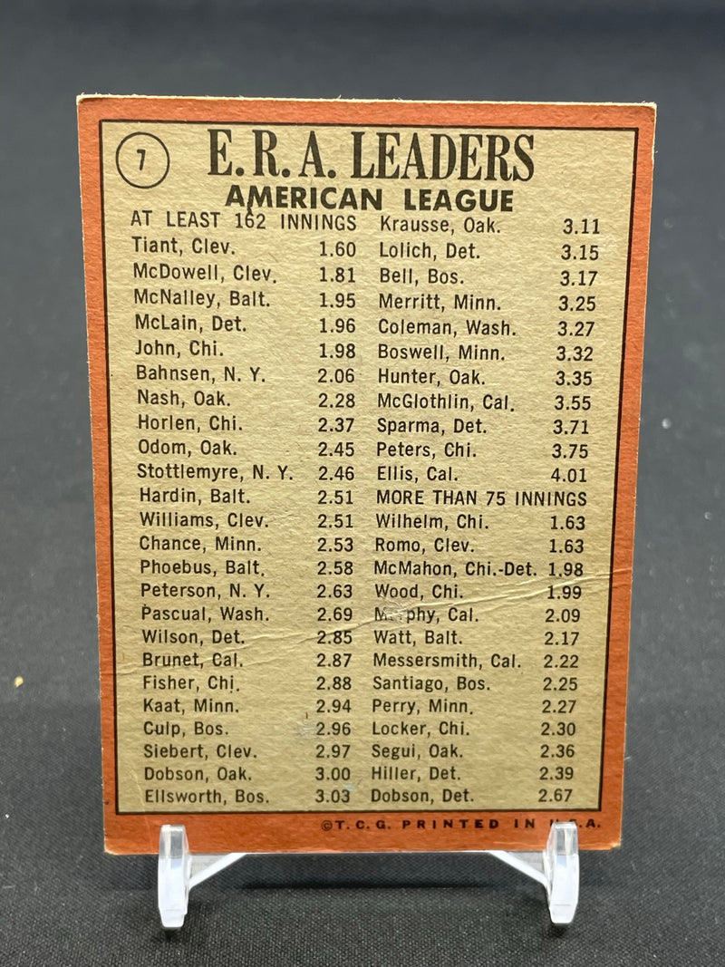 1969 TOPPS - 1968 ERA LEADERS - L. TIANT / S. MCDOWELL / D. MCNALLY -