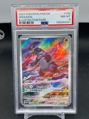 POKEMON - PARADOX RIFT - GROUDON - ILLUSTRATION RARE - #199 - PSA 8