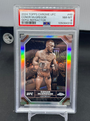 2024 TOPPS CHROME UFC - SEPIA REFRACTOR - C. MCGREGOR - #49 - PSA 8
