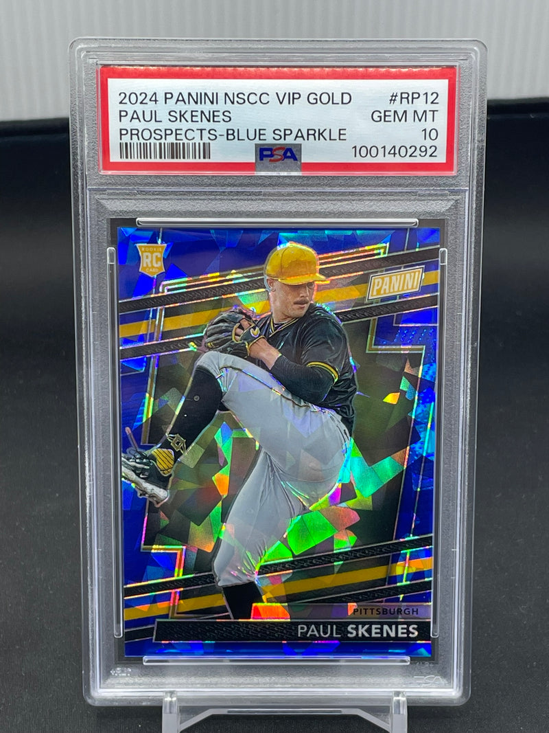 2024 PANINI NSCC VIP GOLD - BLUE SPARKLE - P. SKENES - #RP12 - #'D/124 - PSA 10 - RC