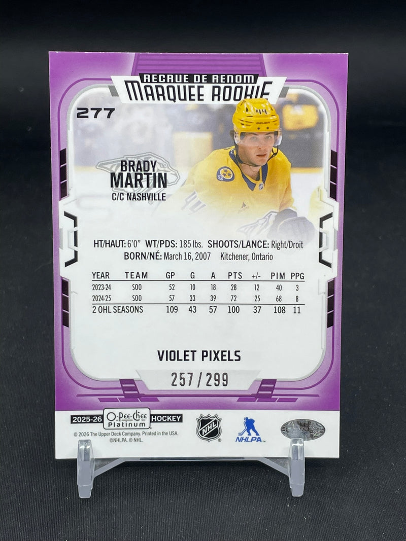 2025 UPPER DECK O-PEE-CHEE PLATINUM - VIOLET PIXELS - MARQUEE ROOKIE - B. MARTIN - #277 - #'D/299 - RC