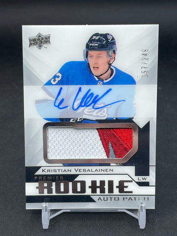 2018 UPPER DECK PREMIER - ROOKIE AUTO PATCH - K. VESALAINEN - #AR-KV - #'D/249 - RELIC - AUTOGRAPH - RC