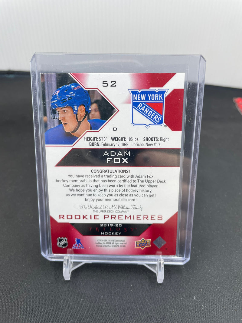 2019 UPPER DECK TRILOGY - ROOKIE PREMIERES - A. FOX - #52 - #'D/499 - RELIC - RC