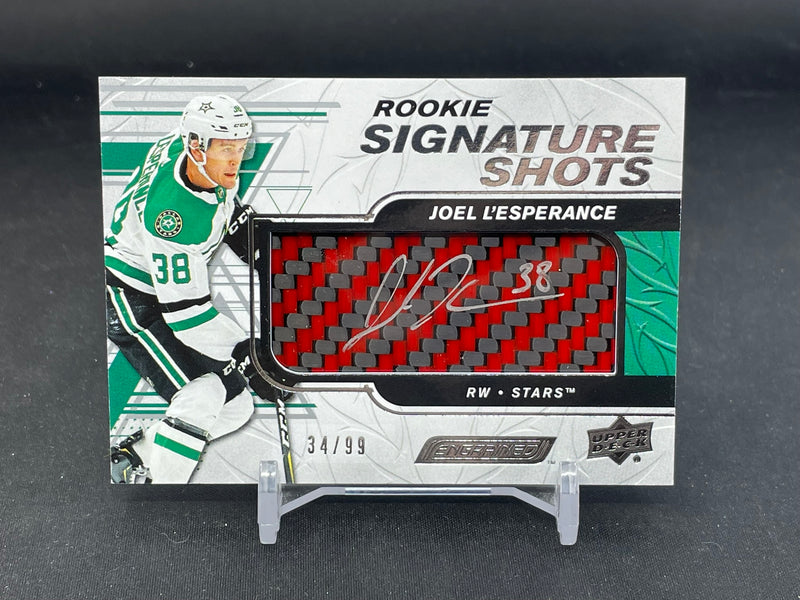 2019 UPPER DECK ENGRAINED - ROOKIE SIGNATURE SHOTS - J. L'ESPERANCE - #RSS-JL - #'D/99 - RELIC - AUTOGRAPH - RC