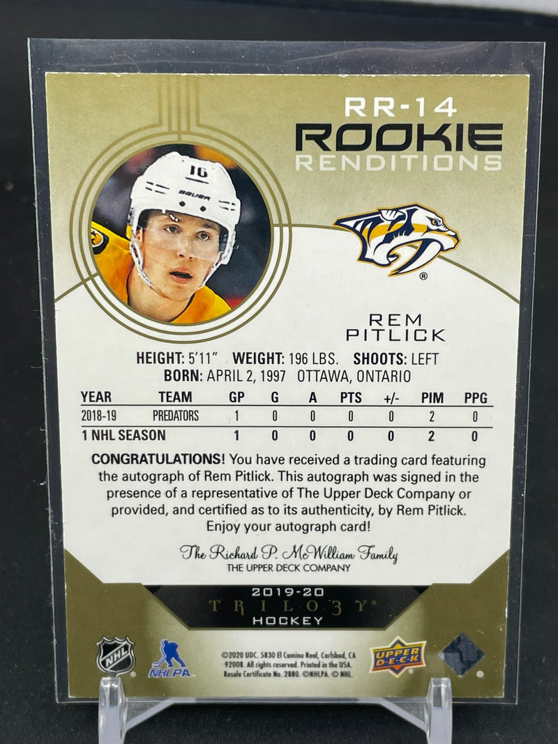 2019 UPPER DECK TRILOGY - ROOKIE RENDITIONS - R. PITLICK -