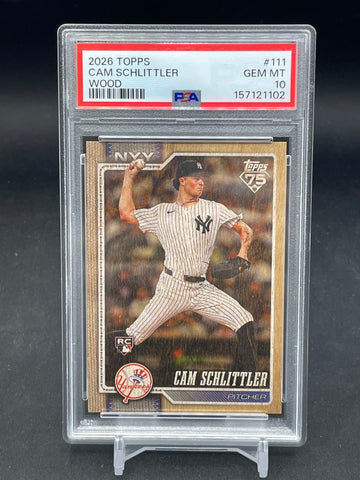 2026 TOPPS SERIES ONE - WOOD - C. SCHLITTLER - #111 - #'D/25 - PSA 10 - RC