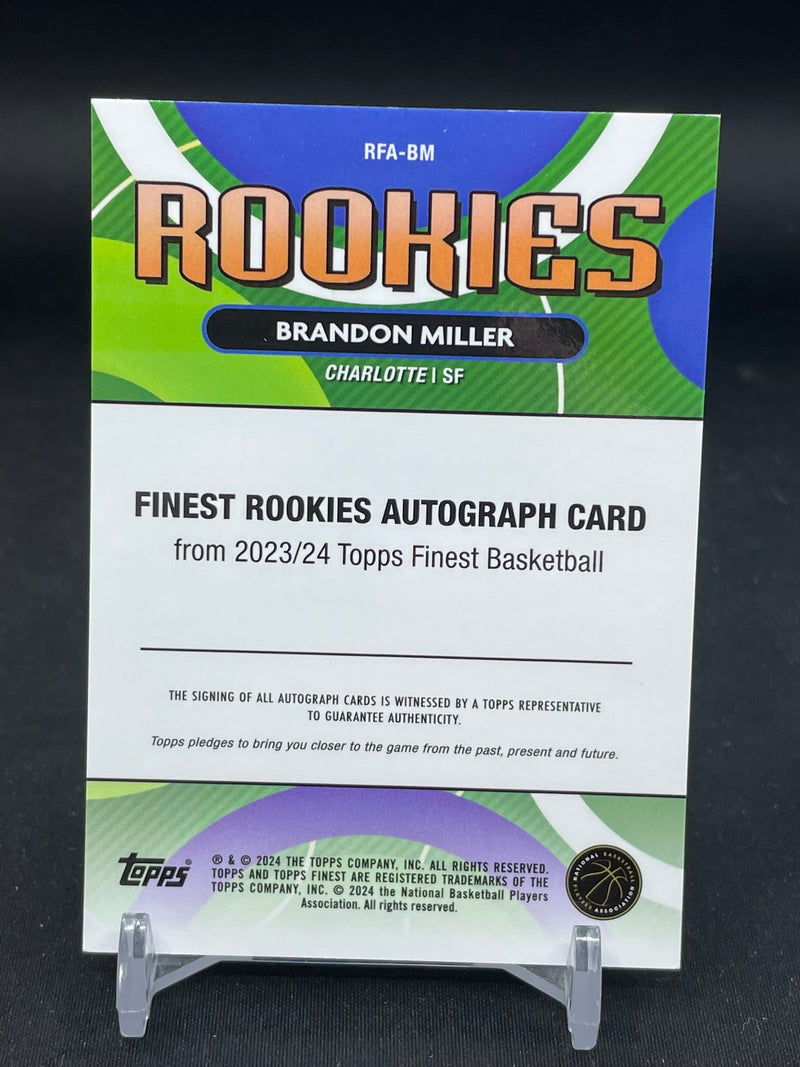 2023 TOPPS FINEST - GOLD REFRACTOR - CHROME ROOKIES - B. MILLER - #RFA-BM - #'D/50 - AUTOGRAPH - RC