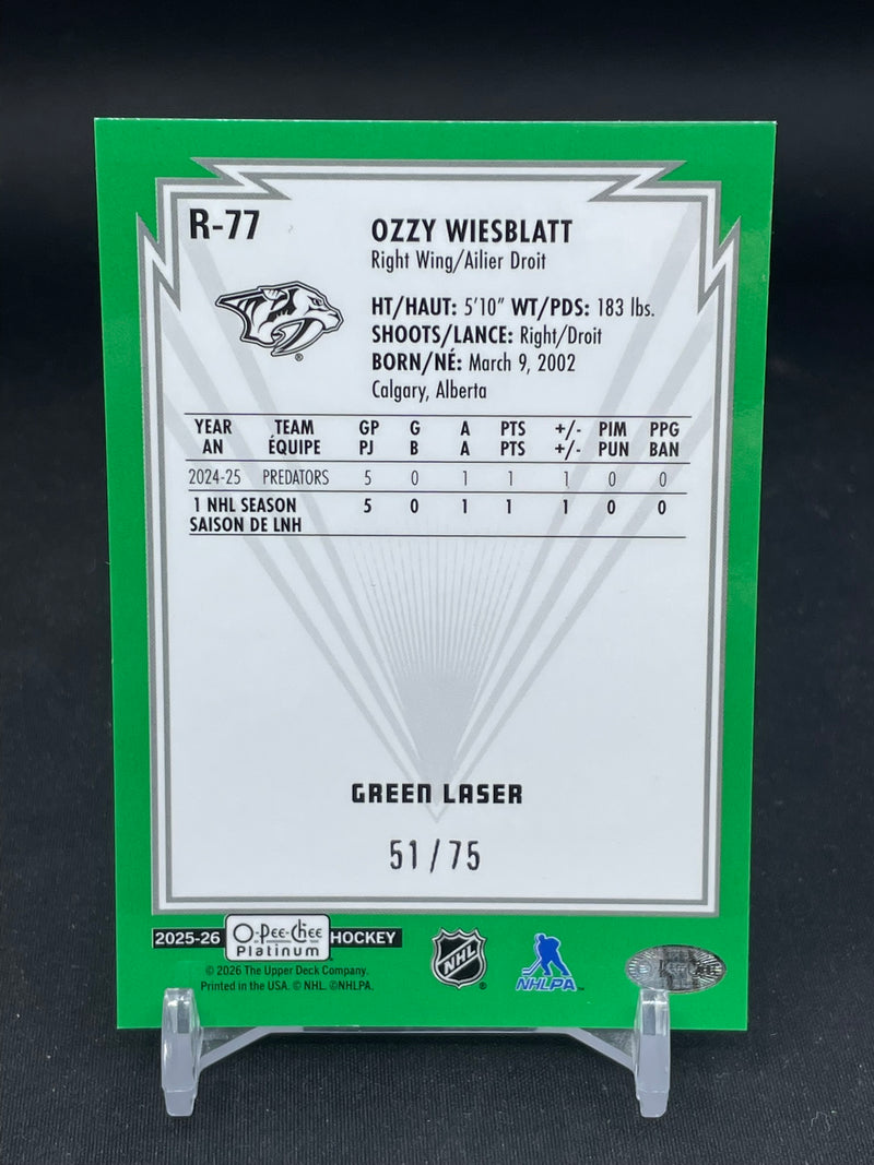 2025 UPPER DECK O-PEE-CHEE PLATINUM - GREEN LASER - ROOKIE - O. WIESBLATT - #R-77 - #'D/75 - RC