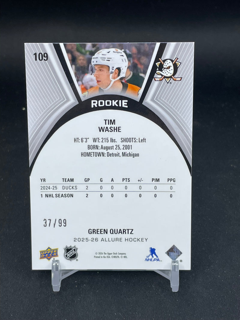 2025 UPPER DECK ALLURE - GREEN QUARTZ - ROOKIE - T. WASHE - #109 - #'D/99 - RC