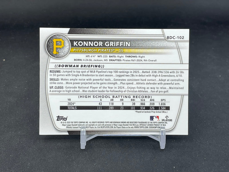 2025 TOPPS BOWMAN DRAFT - CHROME - GOLD GEOMETRIC - K. GRIFFIN -