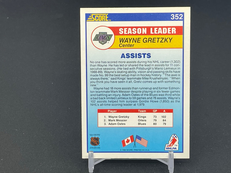 1990 SCORE - ASISST LEADER - W. GRETZKY -