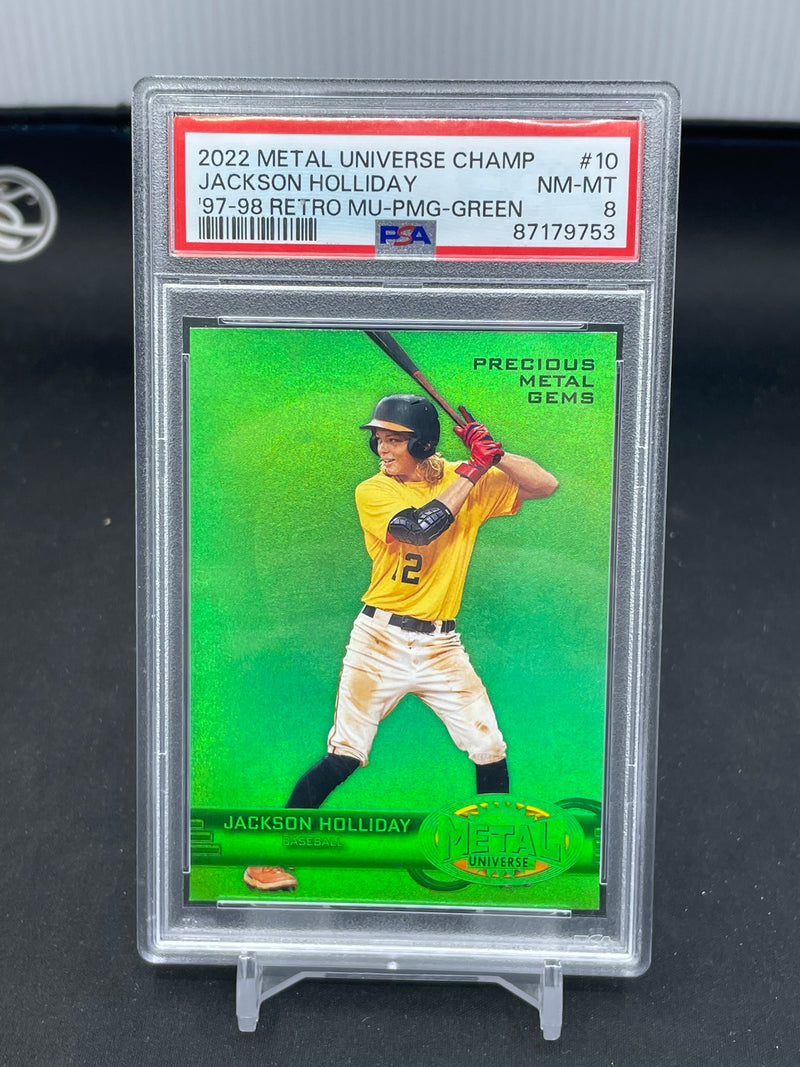 2022 UPPER DECK METAL UNIVERSE CHAMPIONS - RETRO GREEN PMG - J. HOLLIDAY - #10 - #'D/10 - PSA 8