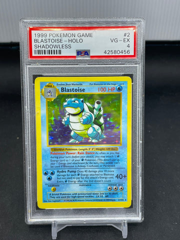 POKEMON - BASE SET SHADOWLESS - BLASTOISE - HOLO - #2 - PSA 4
