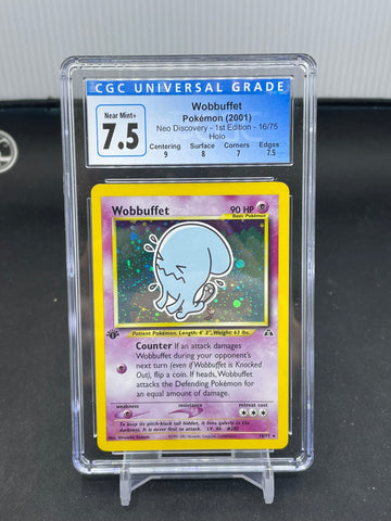 POKEMON - 1ST EDITION NEO DISCOVERY - WOBBUFFET - HOLO - #16 - CGC 7.5