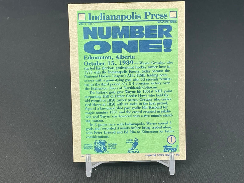 1990 TOPPS - INDIANAPOLIS PRESS - NUMBER ONE - W. GRETZKY -
