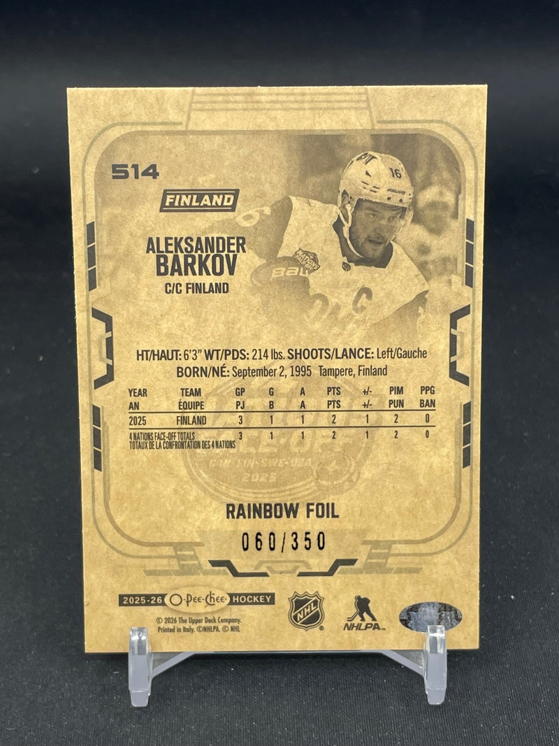 2025 UPPER DECK O-PEE-CHEE - RAINBOW FOIL - 4 NATIONS - A. BARKOV - #514 - #'D/350