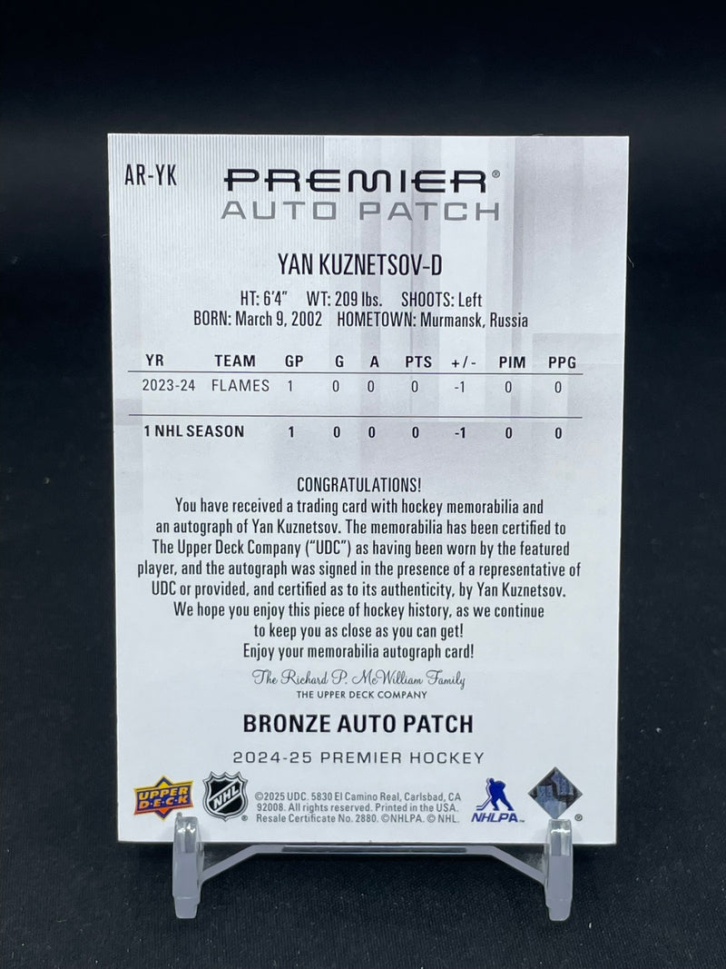 2024 UPPER DECK PREMIER - BRONZE AUTO PATCH - Y. KUZNETSOV - #AR-YK - #'D249 - RELIC - AUTOGRAPH - RC