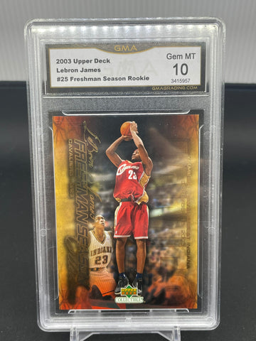 2003 UPPER DECK - FRESHMAN SEASON ROOKIE - L. JAMES - #25 - GMA 10
