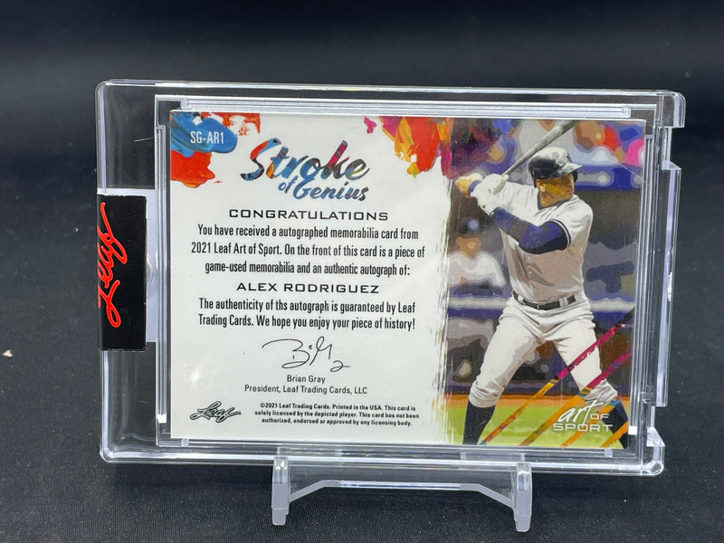 2021 LEAF ART OF SPORT - STROKE OF GENIUS - A. RODRIGUEZ - #SG-AR1 - #'D/4 - RELIC - AUTOGRAPH