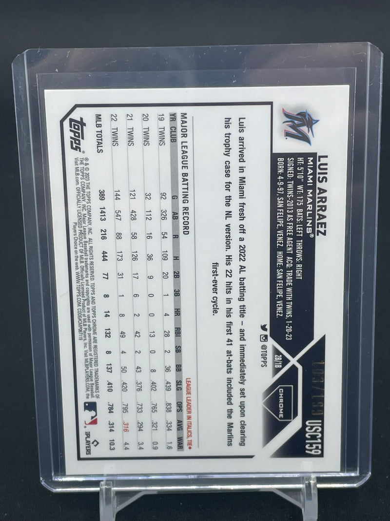 2023 TOPPS CHROME UPDATE - AQUA REFRACTOR - L. ARRAEZ - #USC159 - #'D/299