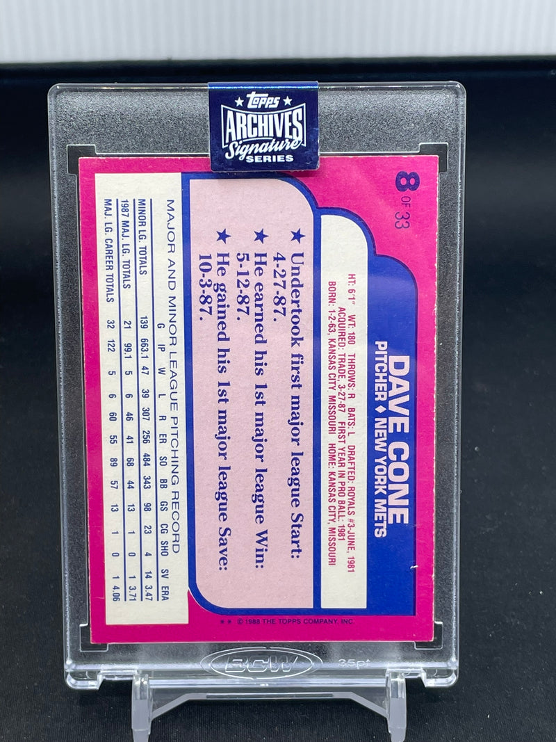 2020 TOPPS ARCHIVES - D. CONE - #8 - #'D/66 - AUTOGRAPH