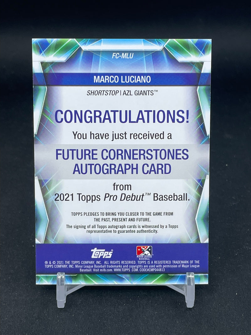 2021 TOPPS PRO DEBUT - FUTURE CORNERSTONES - M. LUCIANO - #FC-MLU - #'D/90 - AUTOGRAPH