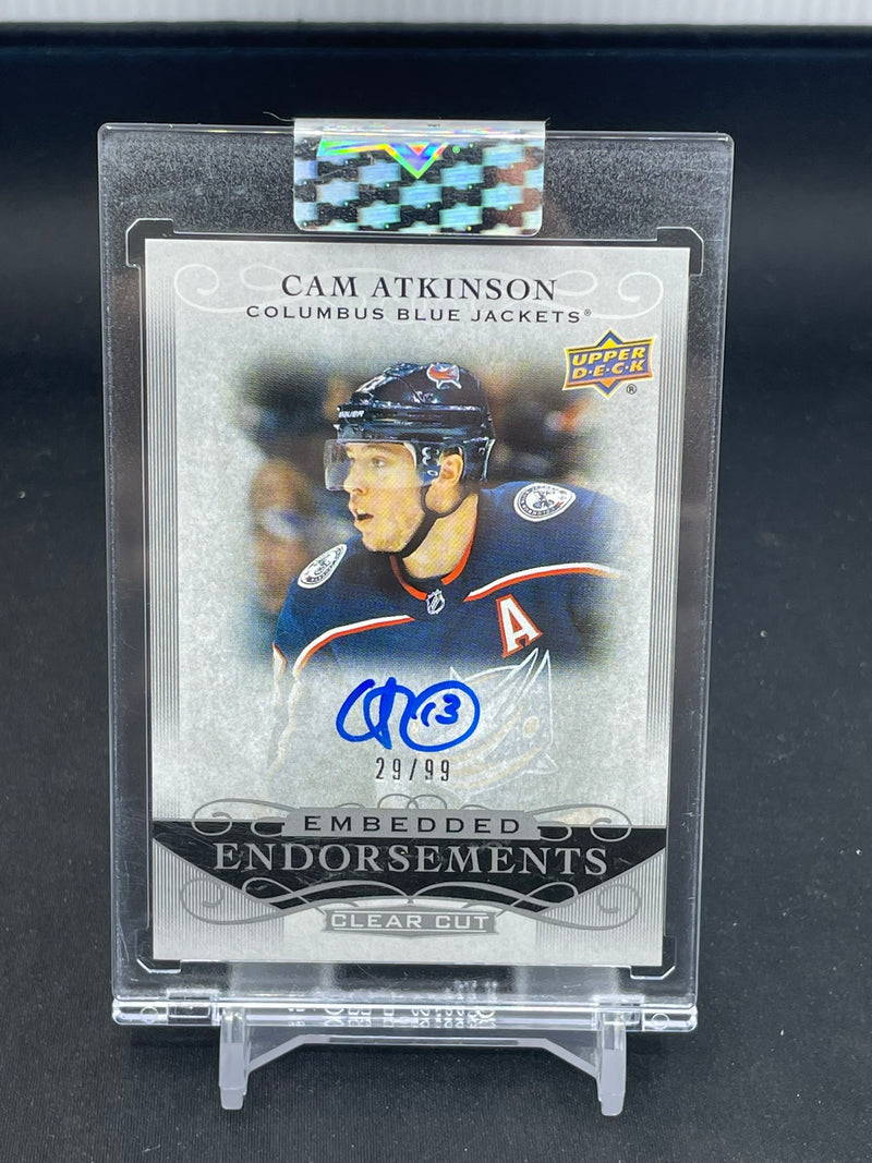 2019 UPPER DECK CLEAR CUT - EMBEDDED ENDORSEMENTS - C. ATKINSON - #EE-CA - #'D/99 - AUTOGRAPH
