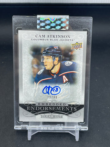 2019 UPPER DECK CLEAR CUT - EMBEDDED ENDORSEMENTS - C. ATKINSON - #EE-CA - #'D/99 - AUTOGRAPH
