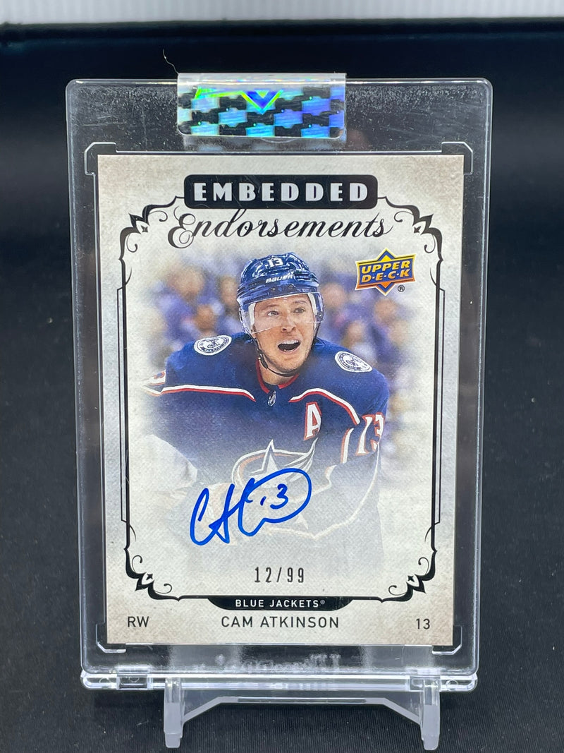 2018 UPPER DECK CLEAR CUT - EMBEDDED ENDORSEMENTS - C. ATKINSON - #EE-CA - #'D/99 - AUTOGRAPH