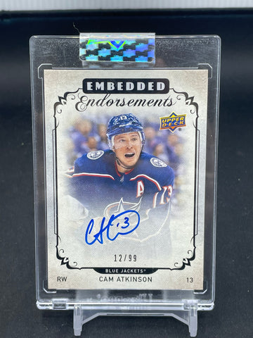 2018 UPPER DECK CLEAR CUT - EMBEDDED ENDORSEMENTS - C. ATKINSON - #EE-CA - #'D/99 - AUTOGRAPH