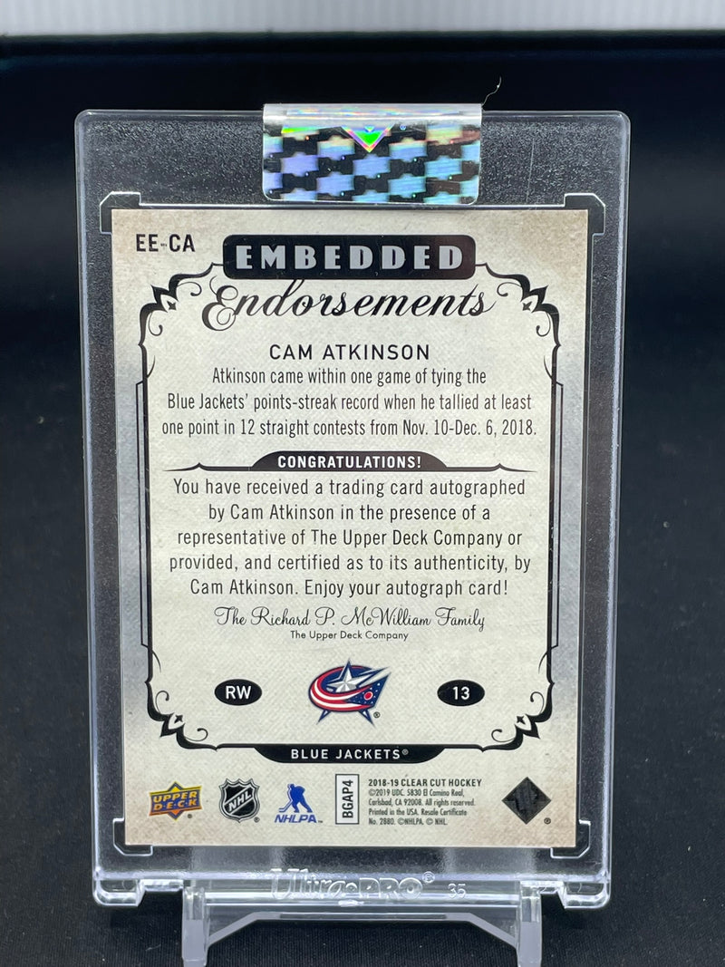 2018 UPPER DECK CLEAR CUT - EMBEDDED ENDORSEMENTS - C. ATKINSON - #EE-CA - #'D/99 - AUTOGRAPH