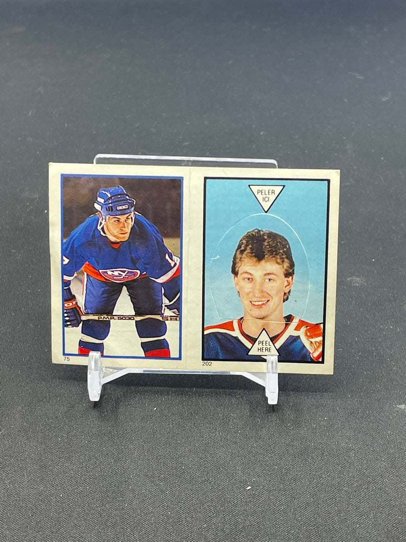 1985 O-PEE-CHEE - STICKER - W. GRETZKY / G. GILBERT - #202 #75
