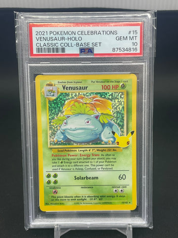 POKEMON - CELEBRATIONS - VENUSAUR - CLASSIC COLLECTION HOLO - #15 - PSA 10