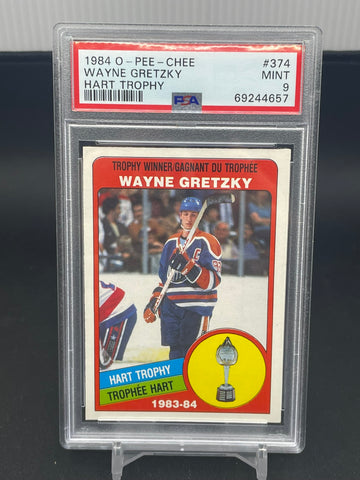 1984 O-PEE-CHEE - HART TROPHY - W. GRETZKY - #374 - PSA 9