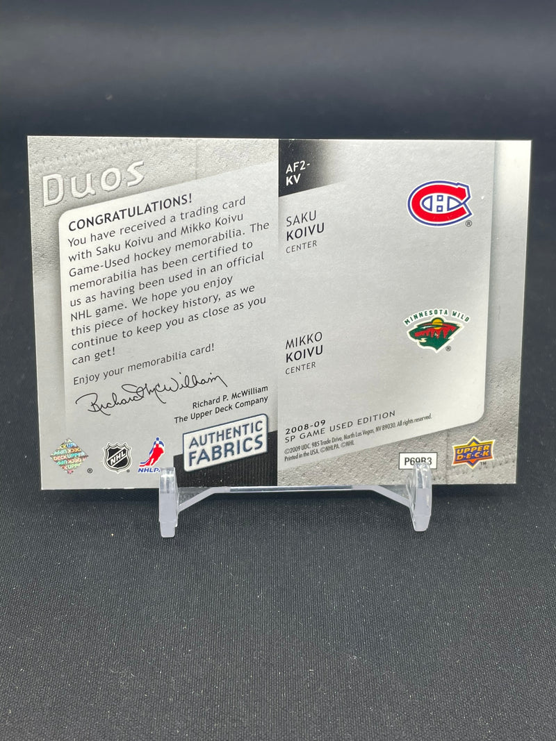 2008 UPPER DECK SP GAME-USED - DUOS - S. KOIVE / M. KOIVU - #AF2-KV - #'D/100 - DUAL RELIC