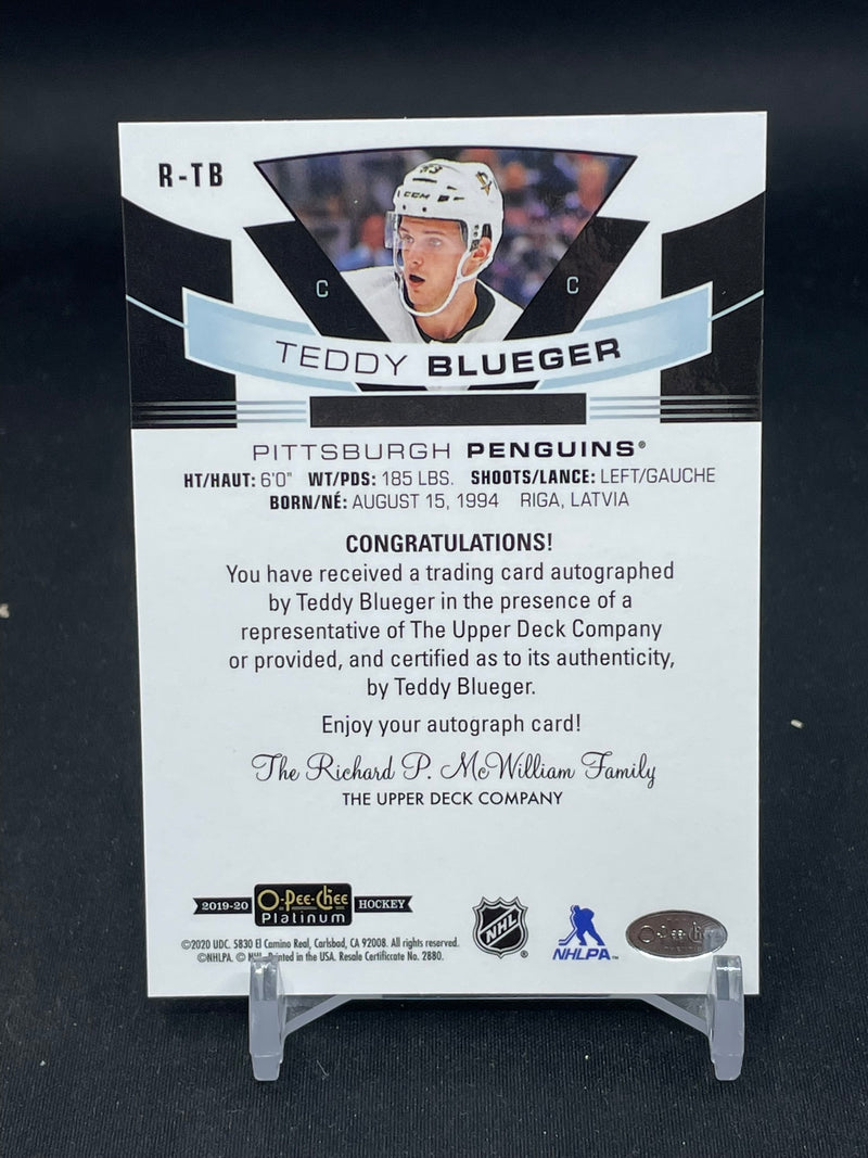 2019 UPPER DECK O-PEE-CHEE PLATINUM - ROOKIE AUTOS - T. BLUEGER -
