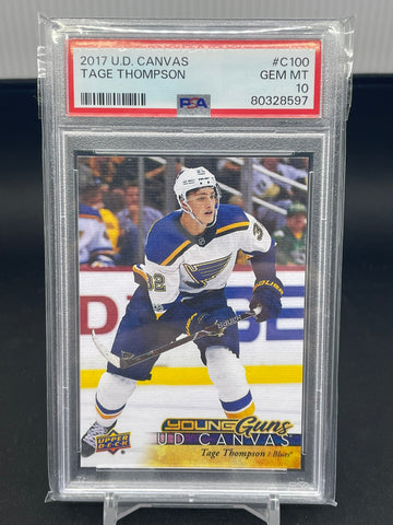 2017 UPPER DECK SERIES ONE - UD CANVAS - YOUNG GUNS - T. THOMPSON - #C100 - PSA 10 - RC
