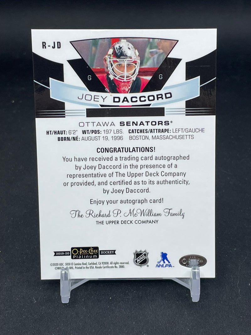 2019 UPPER DECK O-PEE-CHEE PLATINUM - ROOKIE AUTOS - J. DACCORD -