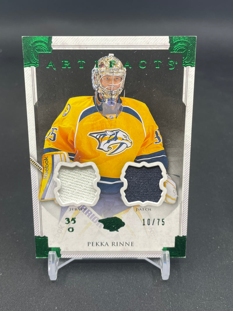 2013 UPPER DECK ARTIFACTS - EMERALD - P. RINNE - #122 - #'D/75 - DUAL RELIC