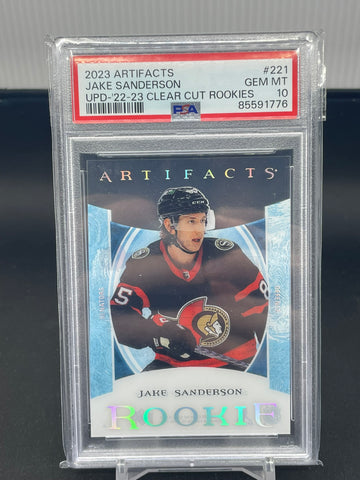 2023 UPPER DECK ARTIFACTS - 22-23 CLEAR CUT ROOKIES - J. SANDERSON - #221 - PSA 10 - RC